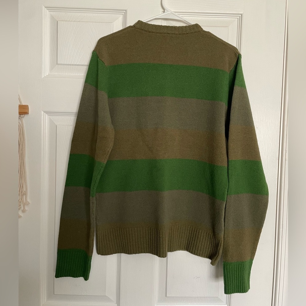 NWT Vintage Original Penguin 100% Lambswool Multi Green Striped Crewneck Sweater - Picture 8 of 8